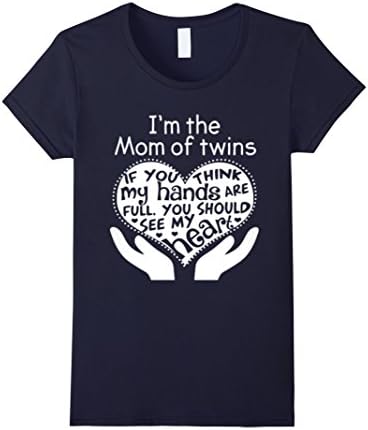 Women's MOM OF TWINS T-SHIRT Medium Navy