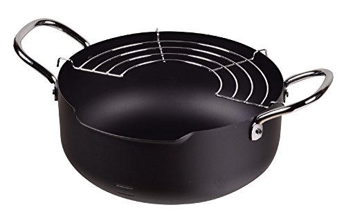 Japanese 22cm Easy Pour Non Stick Coating Tempura Fryer Pot With Oil Drip Drainer Rack Made In Japan Mini Deep Fry Pan