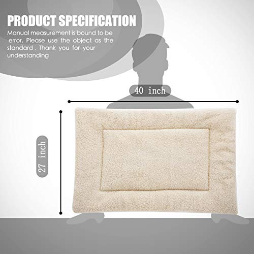 INVENHO Dog Bed Mat Comfortable Soft Crate Pad Anti-Slip Machine Washable Pad Dog Crate Pad Pet Bed for Dogs & Cats Beige 40" x 27" - Thumbnail 5
