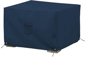 Covers & All Outdoor Ottoman Slipcover, 12 Oz PVC Polyester, Waterproof Ottoman Cover Resists Tear and UV, Square Patio Furniture Covers for Indoor/Outdoor Use (30” L x 30” W x 18” H, Blue)