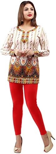 PrimeSons Women's Full, 3/4 Sleeve Traditional Print Indian Kurtis Tunics Tops for Women Multi Dress