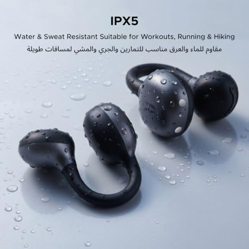 UGREEN S3 Air Wireless Earbuds, Open-ear Clip On Earbuds, Hijab-Friendly Ultra Comfort, 35H Battery for 1 Week Using, High Quality Sound, AI Clear Calls (Black)