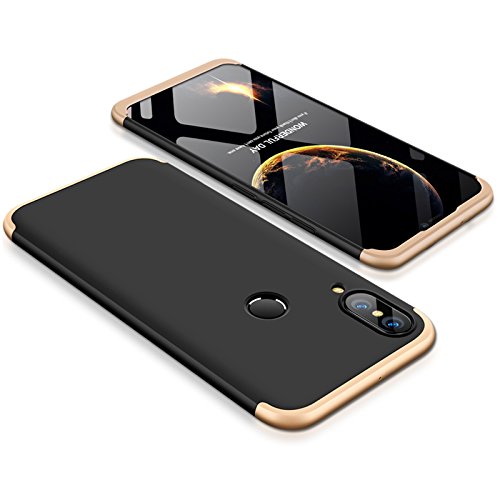 Huawei P20 Lite Case Slim 3 in 1 Hard PC Matte Surface Non Slip Shockproof Anti-Scratches Full Body Protective Cover for P20 Lite (2018) (Black Gold, Huawei P20 Lite)