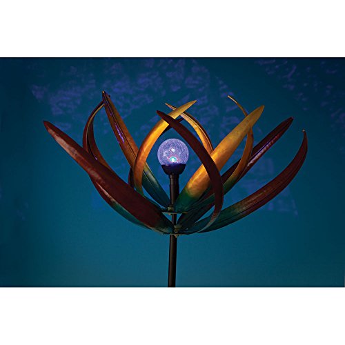 Bits and Pieces - Solar Multi-Colour Tulip Wind Spinner - Solar Powered Glass Ball Emits Colour-Changing Light - Made of Metal and Steel