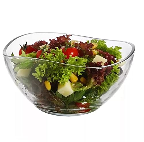 Lav Vira Glass Salad Bowl. Single Serving Dish Tableware.