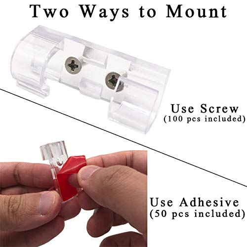 Heavy Duty Cable Clips Transparent, Attom Tech Clear Self-Adhesive Cable Organizer Cord Management System, Clear Desktop Cable Organizer [50 pc]