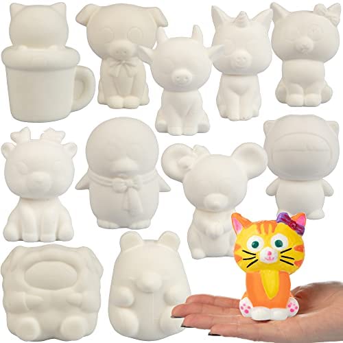 Photo 1 of DIY Jumbo Blank Slow-Rising Animal Squishies -12 Different 3-5" Designs -White Kawaii Sqwishy Toys for Painting, Decorating, Soft Scented Stress Relief Craft, Kids Holiday Birthday Party Activity Gift