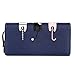 Women's Wallet Cute Cat Wallet Coin Purse Bifold Long Purse with Zipper Dark Blue