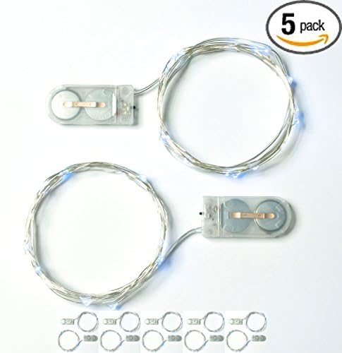 RTGS 10 Sets 15 Cold White Color Micro LED String Lights Battery Operated on 6 Feet Silver Color Wire