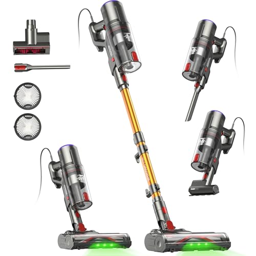 FV2 Aspirateur Balai avec Fil, 65Kpa/600W Aspirateur sans Sac Puissant, Brosse Matelas, 1,3KG Léger, Câble 7M, 1,5L, Brosse Anti-Enroulement & Autoportante pour Tapis, Sols, Poils d’Animaux
