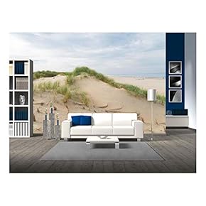Sand Dunes at The North Sea Beach in The Netherlands - Removable Wall Mural | Self-Adhesive Large Wallpaper - 66x96 inches