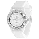 GP Designs Women’s Rhinestone Fleur De Lis Silicone Watch