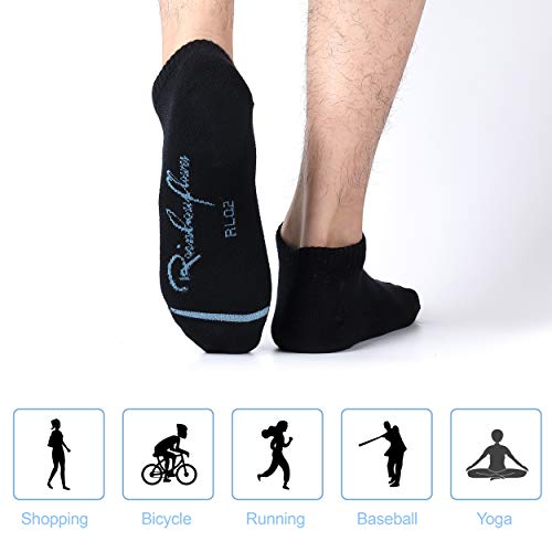 Rainbow flower Black Ankle Athletic Running Socks Men\'s Cotton Moisture Wicking Low Cut Socks High Stretch Seamless Toe Full Size Gift Box