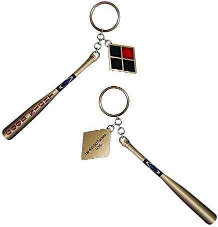 Suicide Squad Harley Quinn Baseball Bat Keychain Gold Metal 13cm