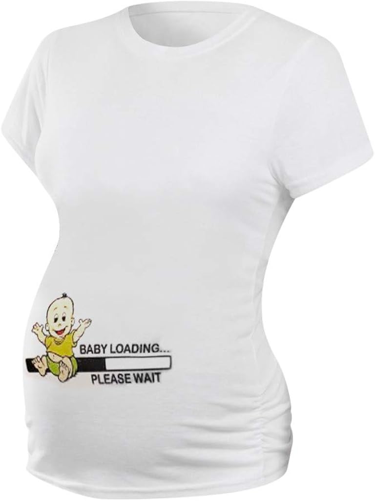 Schwangerschfts T-Shirt Aberimy Damen Solide Kurzarm Sommer Casual Mode Umstandsmode Baumwolle T-Shirts Shirt Lustige Witzig Umstands Schwangerschaft Schwanger Mutterschaft T-Shirts Top