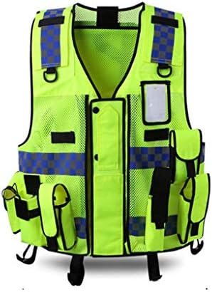 WBBFGF Multi-Functional Reflective Vest, Multi-Pocket Vest Traffic Motorcycle Riding Reflective Traffic Clothing Safety Clothing Fluorescent Yellow (Size : 3 Packs)