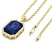 FOONEE Mens Gold Tone Iced Out Blue Ruby Octagon Pendant with 3mm 24