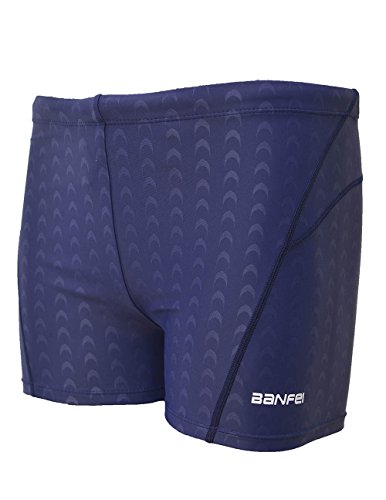 EASEA Men`s Quick Dry Compression Square Leg Swimsuit 4X-Large Blue(Navy Line)