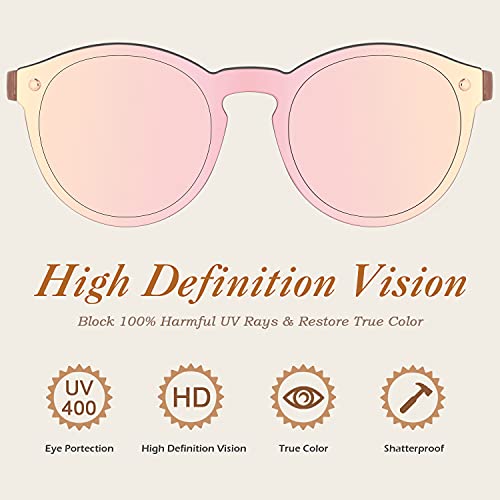 GQUEEN Sunglasses for Women and Men, Mirrored, Large, Round, UV400
