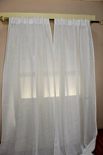 Silk n Drapes and More White Linen Sheer Fabric Sold by Yard (54" Width)