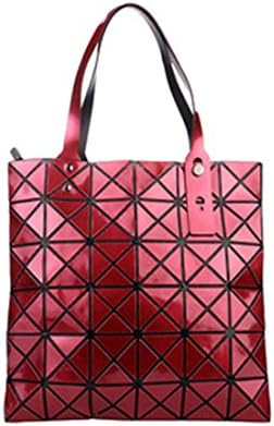 Geometric Rhombus Diamond Laser Bag Solid Color Glossy Folding Large Capacity Handbag Shoulder Bags For Women.