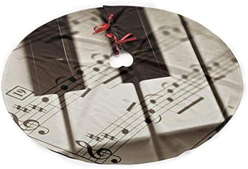 Duet for Violin and Piano Joy Music Under Christmas Artificial Tree Skirt Carpet Mat Rugs Protective Cover Themed Round Pad Classic Xmas Decorations Ornament (48 Inch)