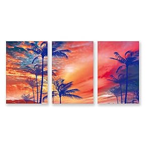 3 Panel The Palm Trees Pictures Home Wall...