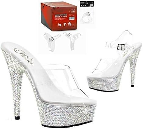 HOT SHOES Detachable/Reusable Clear Ankle Straps Converts any Stiletto Heels Pleaser (DASC) 11 To 16-2 Set