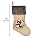 Ivenf Christmas Stockings, 2 Pcs 18 inches Large Burlap Embroidered Reindeer with Plush Faux Fur Cuff Stockings, for Family Holiday Xmas Party Decorations