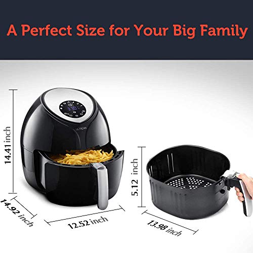 Ultrean Air Fryer 6 Quart, Large Family Size Electric Hot Airfryer XL