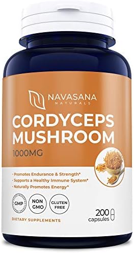 Cordyceps Mushroom Supplements for Immunity, Strength, and Energy Boost – Non-GMO and Gluten-Free – 500 mg/Cap, 200 Capsules