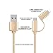 [Apple MFi Certified] TechHutt 2 in 1 Lightning to Micro USB Cable Nylon Braided Data Sync and Rapid Charge Cable Cord For iPhone 6 6s 6Plus iPad Pro Air Mini Samsung Galaxy S7 S6 (2-in-1 Gold 2m)