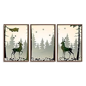 Framed Canvas Wall Art for Living Room, Bedroom Abstract Deer Collection Canvas Prints for Home Decoration Ready to Hanging - 16"x24"x3 Panels