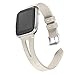 bayite Leather Bands Compatible with Fitbit Versa, Slim Wristband with Ventilated Hole Replacement Accessories Strap Versa Women Men, Beige