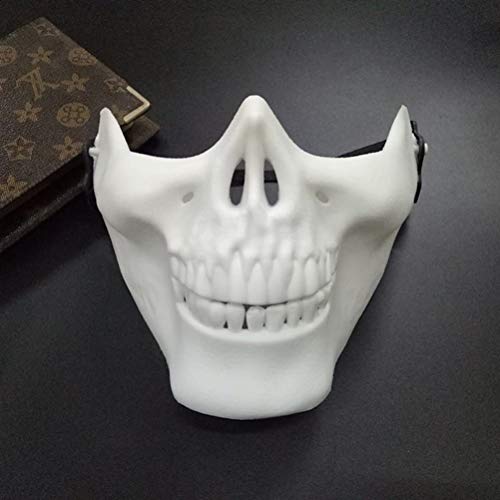 Inno-Huntz Skeleton Face Mask Realistic Halloween Skull Mask Half Face Design in Cool Cosplay Party Costume Men Women Décor Wear Accessory (White)