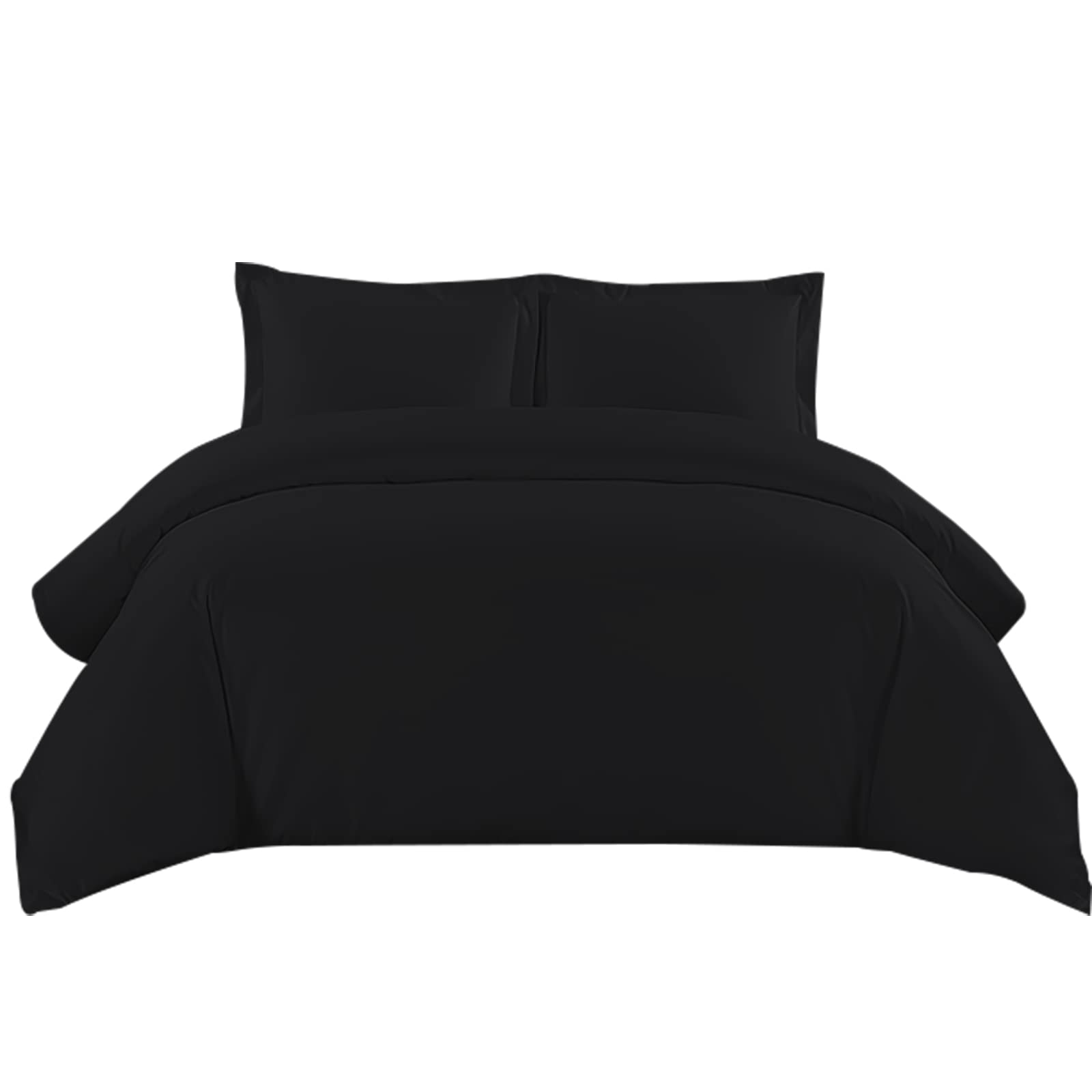 Sunshine Comforts Super king Duvet Set - 100% Soft Brushed Microfiber Quilt Superking Duvets set with Pillow Cases - Breathable & Anti Wrinkle 200 Thread Count Superking Duvet Cover Set (Black) — image 1