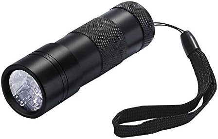 Petist UV Black Light 12 LED Ultra Violet Flashlight, Handheld Pets Urine and Stains Detector, Powered by 3 AA batteries, Black
