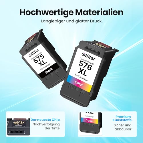 druckerpatronen 575 576 Kompatible PG-575XL CL-576XL für Canon 575 XL 576 XL für Canon PIXMA TR4755i TS3750i TS3550i TR4750i TS3751i TR4756i TR4700 TS3500 TR4751i TS3752i (1 Schwarz, 1 Farbe)