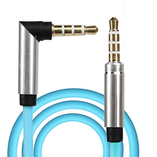 3.5mm Jack Elbow Male to Male Stereo Headphone Car Aux Audio Extension Cable ,Tuscom (Sky Blue)