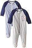 Gerber Baby Boys' 2 Pack Zip Front Sleep 'N Play, Baseball Blue, 6-9 Months