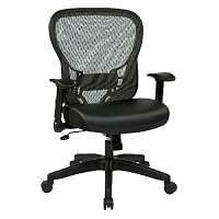 SPACE Seating R2 SpaceGrid Back and Padded Memory Foam Eco Leather Seat, 2-to-1 Synchro Tilt Control, Adjustable Flip Arms, Nylon Base Adjustable Managers Chair, Black