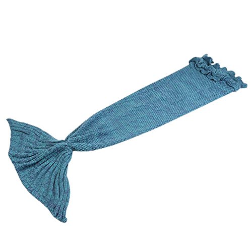 Panda Large Mermaid Tail Blanket for Adult, Oversized Warm-Keeping Skin-Friendly Sleeping Blanket Super Warm Soft All Season Sleep Blanket Fashion Fish Scale Sofa Car Sleeping Bag (3 pcs) (Blue)