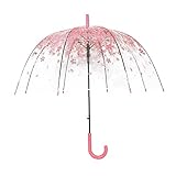 Dracarys Transparent Umbrella - Sakura Umbrella - Clear Cherry Umbrella - Flower Bubble Dome Shape Rain Umbrella - Half Automatic Umbrella for Girls Ladies and Kids – Dracarys (red)
