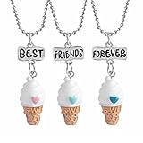 Indexu 3Pcs Ice Cream Best Friends Forever Necklace Friendship Miniature Food Pendant Jewelry