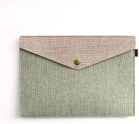 File Folder Leather Expanding Document Wallet Paper Files Record Bag Business Document Organizer (Military Green, 16.8 * 23.8cm)