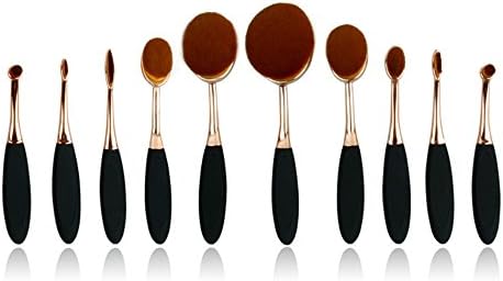 Viclover Professional Oval Toothbrush Makeup Brushes Set For Powder Foundation Contour Blush Concealer Cosmetic Tool 10 Pcs Kit [Rose Gold]