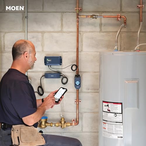 Moen Flo Smart Water Monitor and Automatic Shutoff Sensor, Wi-Fi Connected Water Leak Detector for 1-Inch Diameter Pipe, 900-006 - View 2