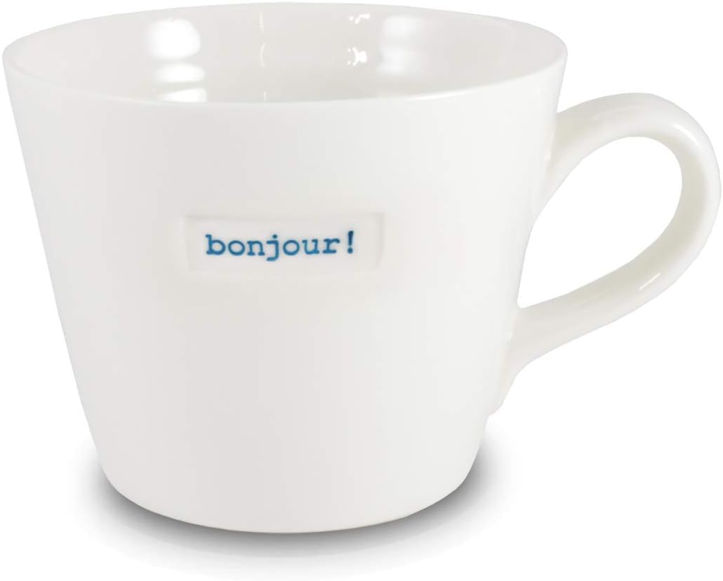 Keith Brymer Jones - French/Francais Word Range - Standard Ceramic White Mug - Bonjour! - 350ml - Gift Boxed
