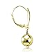 Hoops & Loops - Sterling Silver Ball Bead Dangle Leverback Earrings | Yellow Gold Flash Plated
