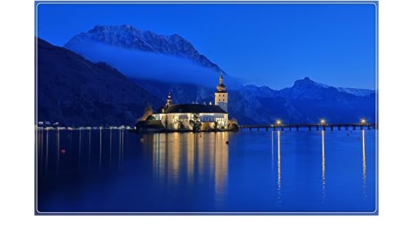 austria-gmunden-lake-traunsee-mountains-house-blue-sky-night ...